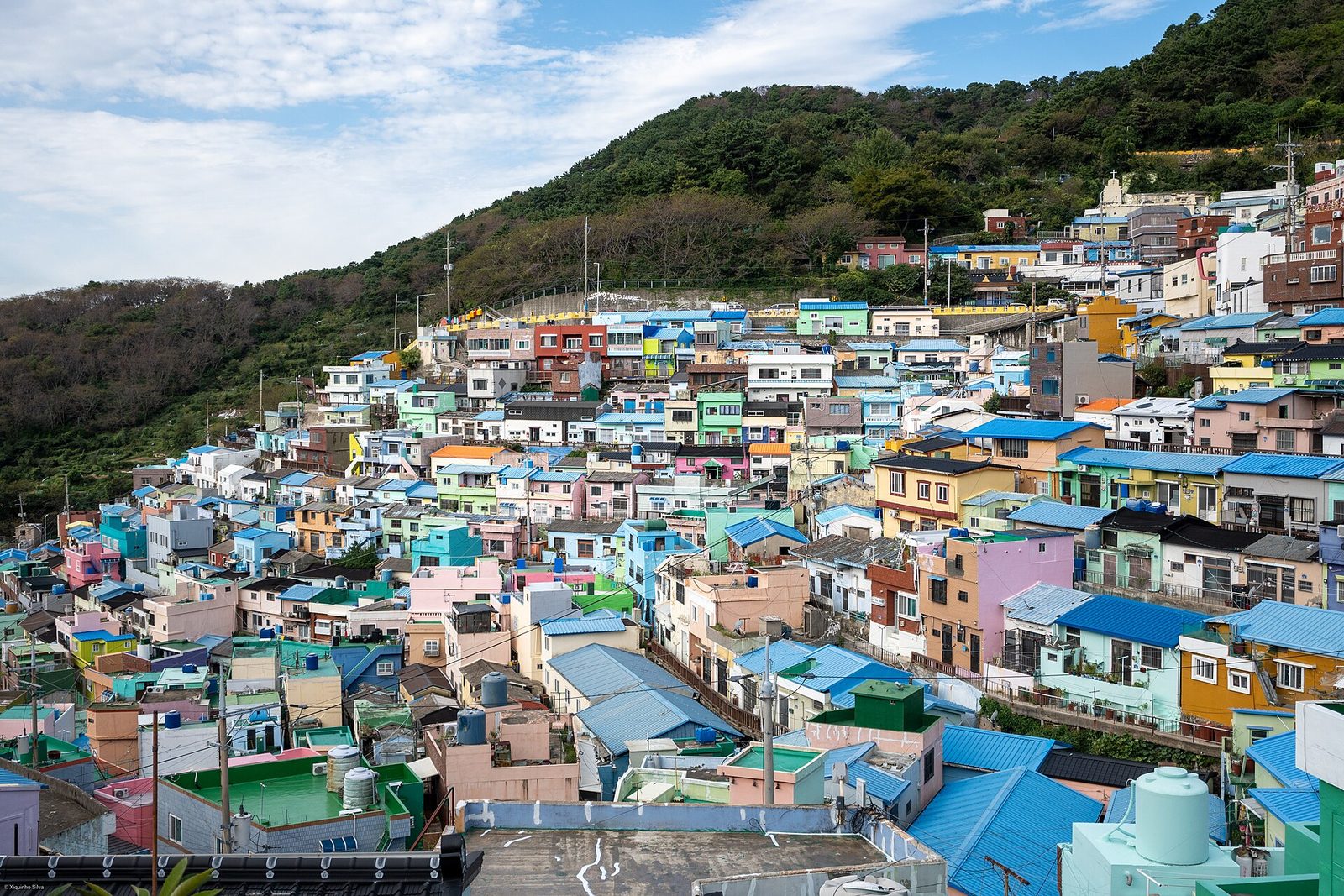 산자락을 따라 촘촘히 늘어선 계단식 집들